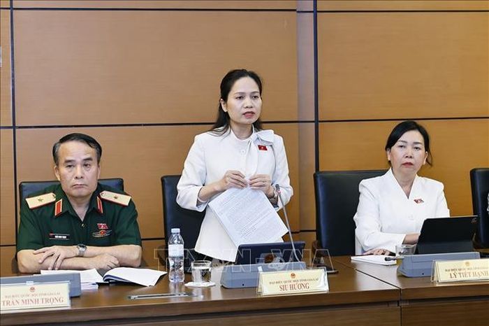 Đại biểu Quốc hội tỉnh Gia Lai Siu Hương phát biểu ý kiến. Ảnh: Doãn Tấn/TTXVN