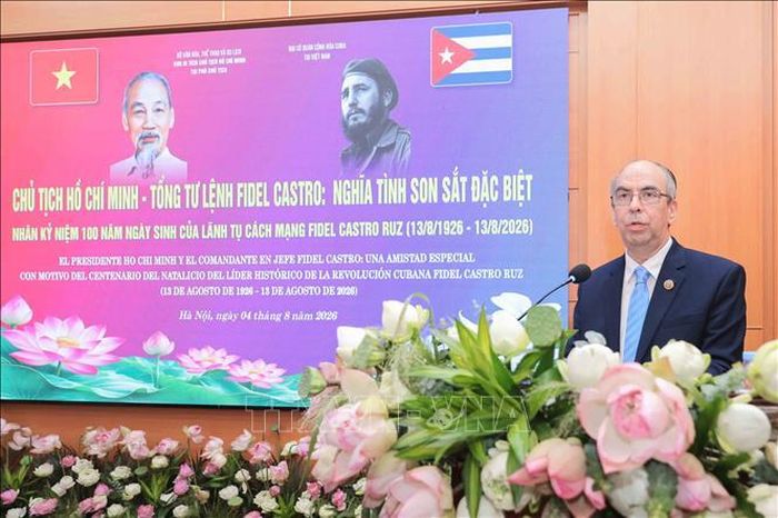 Đại sứ Cuba tại Việt Nam ông Rogelio Polanco Fuentes phát biểu. Ảnh: Phan Phương/TTXVN