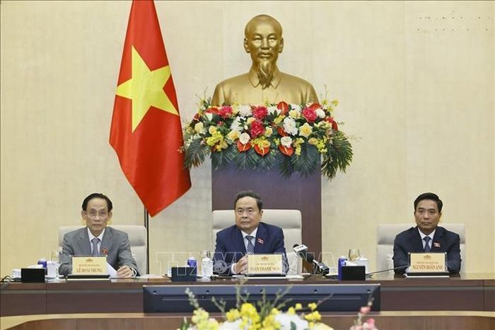 Chủ tịch Quốc hội Trần Thanh Mẫn gặp mặt lãnh đạo Bộ Ngoại giao, các đại sứ, trưởng cơ quan đại diện ngoại giao Việt Nam ở nước ngoài. Ảnh: Doãn Tấn/TTXVN