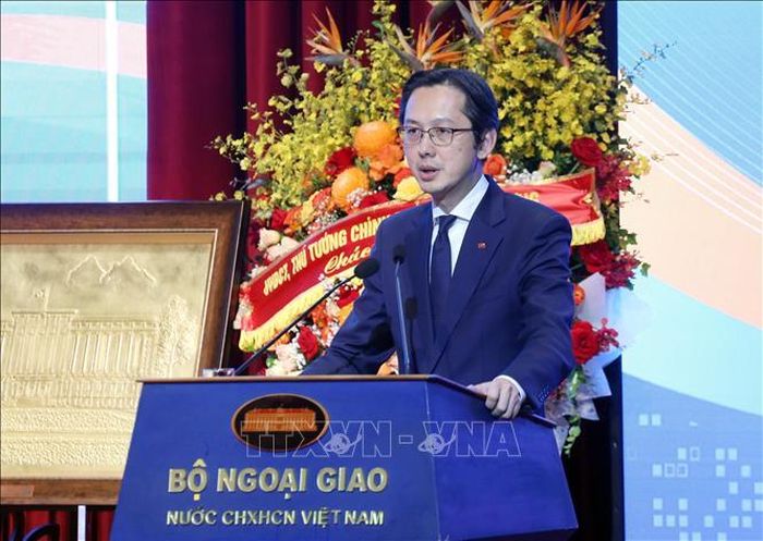 Đại sứ Đỗ Hùng Việt, Trưởng Phái đoàn Thường trực Việt Nam tại Liên hợp quốc phát biểu. Ảnh: An Đăng/TTXVN