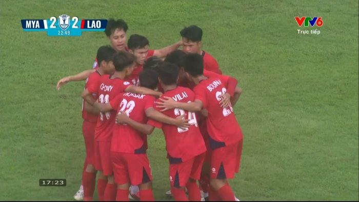 Lào gỡ hòa 2-2. Ảnh chụp màn hình