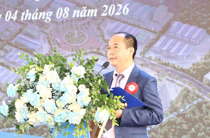 Đại diện chủ đầu tư Cụm công nghiệp Ngọc Châu phát biểu tại lễ khởi công.