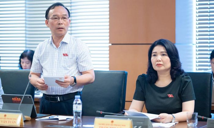  Phó Trưởng Đoàn đại biểu Quốc hội tỉnh Trần Văn Tuấn phát biểu ý kiến. 