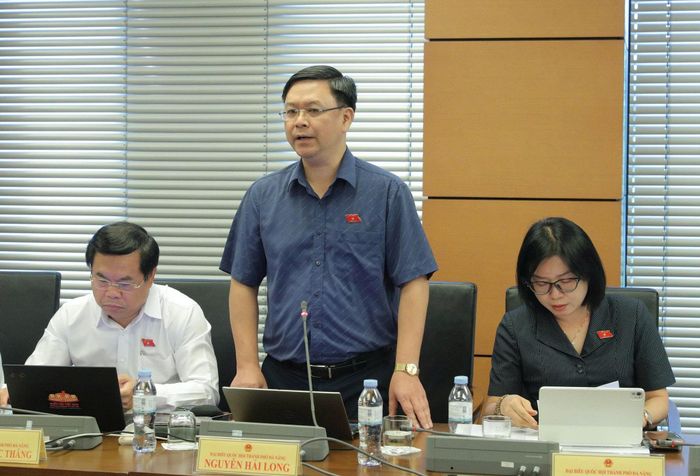 Đại biểu Nguyễn Hải Long phát biểu thảo luận tại tổ. Ảnh: Quốc hội