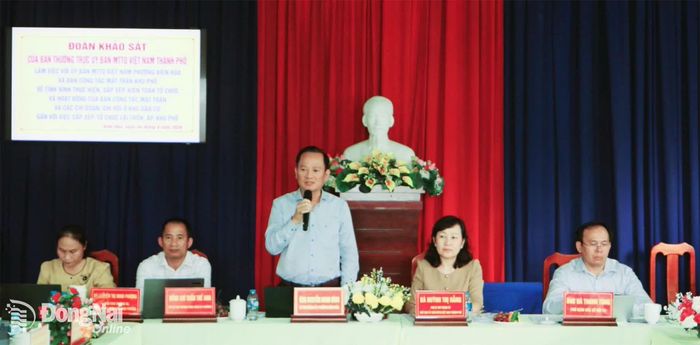 Bí thư Đảng ủy phường Biên Hòa Nguyễn Minh Bình phát biểu tại buổi khảo sát. Ảnh: Văn Truyên
