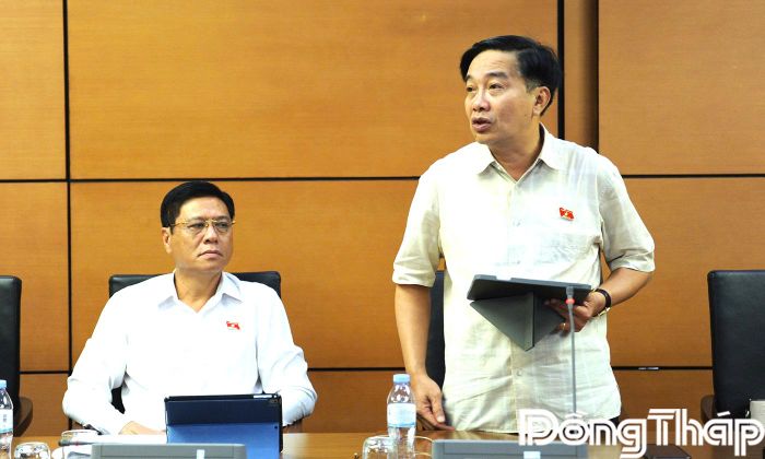 Đại biểu Nguyễn Minh Sơn phát biểu thảo luận tại tổ.
