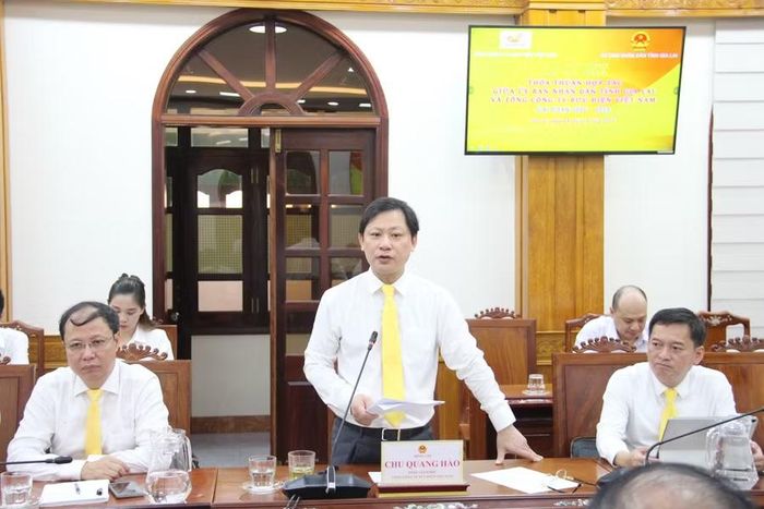Ông Chu Quang Hào - Tổng Giám đốc Tổng công ty Bưu điện Việt Nam cam kết, Bưu điện Việt Nam sẽ tiếp tục phát huy vai trò doanh nghiệp bưu chính quốc gia phục vụ Đảng, Nhà nước và cộng đồng. Ảnh: Trọng Lợi
