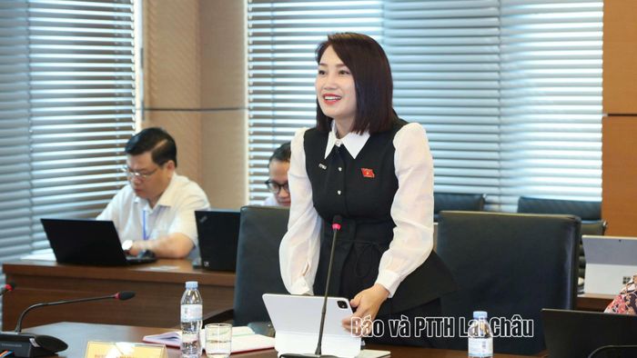 Đại biểu Cà Thị Thắm phát biểu ý kiến tại phiên thảo luận tổ.