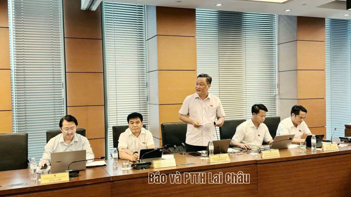 Đại biểu Vũ Minh Đạo - Ủy viên chuyên trách Ủy ban Văn hóa và Xã hội của Quốc hội phát biểu ý kiến tại phiên thảo luận tổ.
