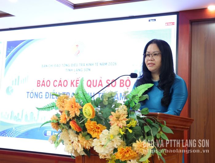 Lãnh đạo Thống kê tỉnh báo cáo tại hội nghị