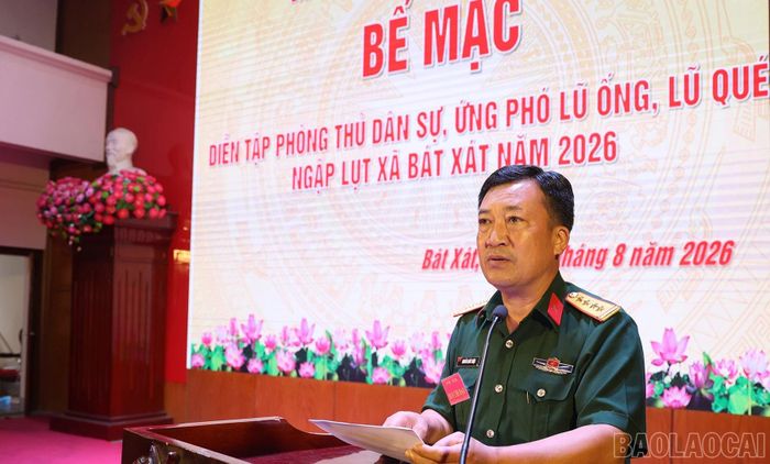 Đại tá Nguyễn Quốc Triệu - Phó Chỉ huy trưởng Bộ Chỉ huy Quân sự tỉnh đánh giá cao sự lãnh đạo, chỉ huy, điều hành của cấp ủy, chính quyền địa phương.
