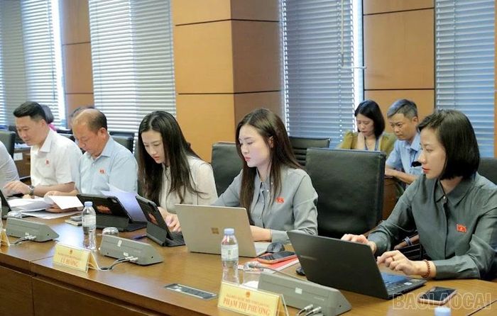 Các đại biểu Đoàn Đại biểu Quốc hội tỉnh Lào Cai tại phiên thảo luận tổ.