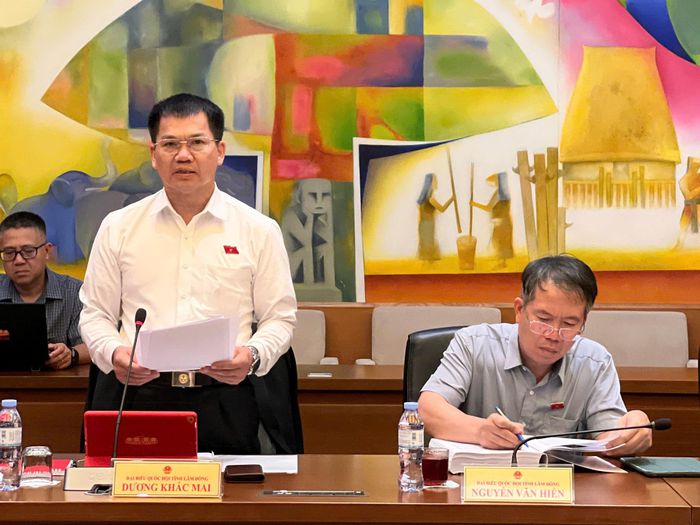 Phó Trưởng đoàn chuyên trách Đoàn ĐBQH tỉnh Lâm Đồng Dương Khắc Mai phát biểu