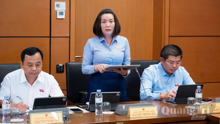 Đồng chí Nguyễn Minh Tâm, Phó trưởng đoàn chuyên trách Đoàn đại biểu Quốc hội tỉnh thảo luận tại tổ - Ảnh: CTV