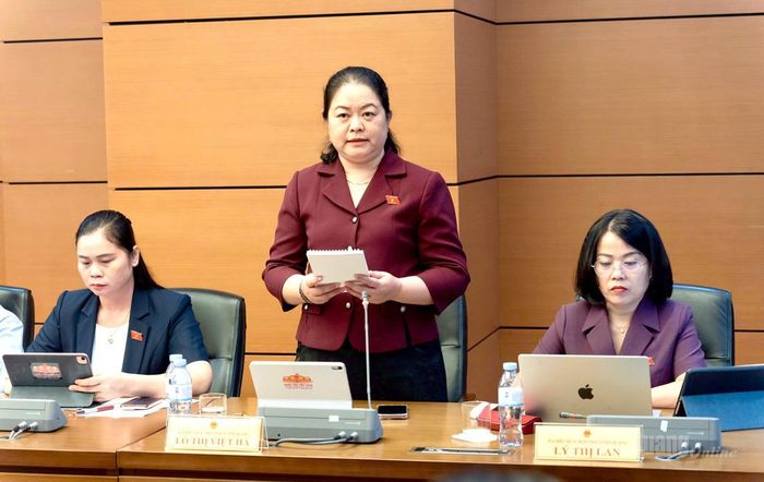 Đại biểu Lò Thị Việt Hà tham gia ý kiến thảo luận.
