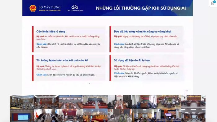 Khóa đào tạo được tổ chức theo hình thức trực tiếp kết hợp trực tuyến tại các cơ quan, đơn vị của Bộ Xây dựng trong 2 ngày từ 4-5/8.