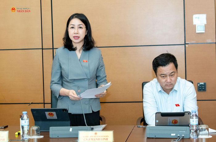 ĐBQH Phan Thị Thùy Linh (Thanh Hóa) phát biểu. Ảnh: Lâm Hiển