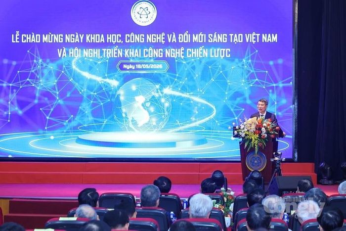 Thủ tướng Lê Minh Hưng phát biểu tại Lễ chào mừng Ngày Khoa học, Công nghệ và Đổi mới sáng tạo Việt Nam và Hội nghị triển khai công nghệ chiến lược - Ảnh: VGP/Nhật Bắc