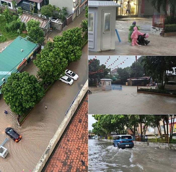 Khu vực đường Cựu Quán và cổng chung cư Tân Việt ngập sâu sau cơn mưa kéo dài hồi tháng 10-2025. Ảnh: Hậu Lộc