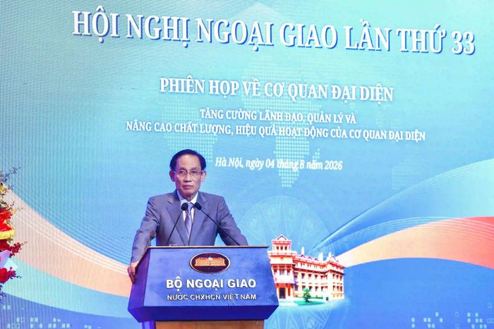 Bộ trưởng Bộ Ngoại giao Lê Hoài Trung phát biểu chỉ đạo phiên làm việc. Ảnh: Anh Tuấn