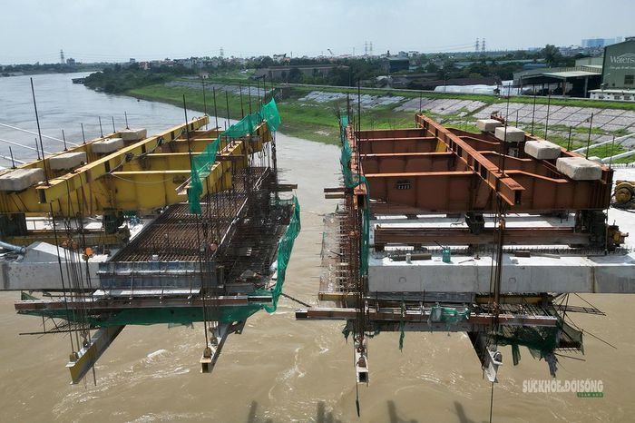 Hai cánh hẫng giữa sông đang tiến gần nhau.