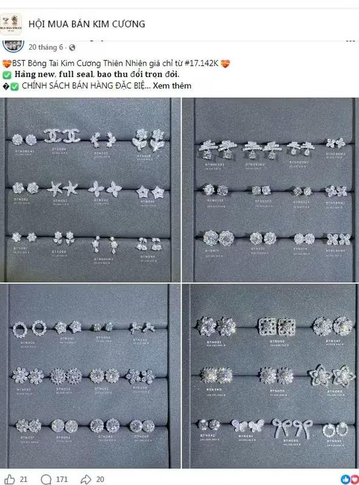 Các hội nhóm mua bán kim cương rộn ràng trên mạng. 
