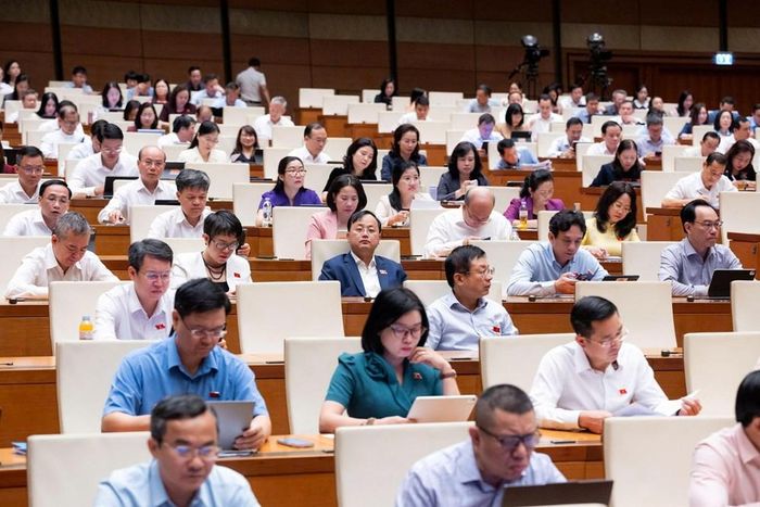Các đại biểu dự phiên thảo luận sáng 5.8