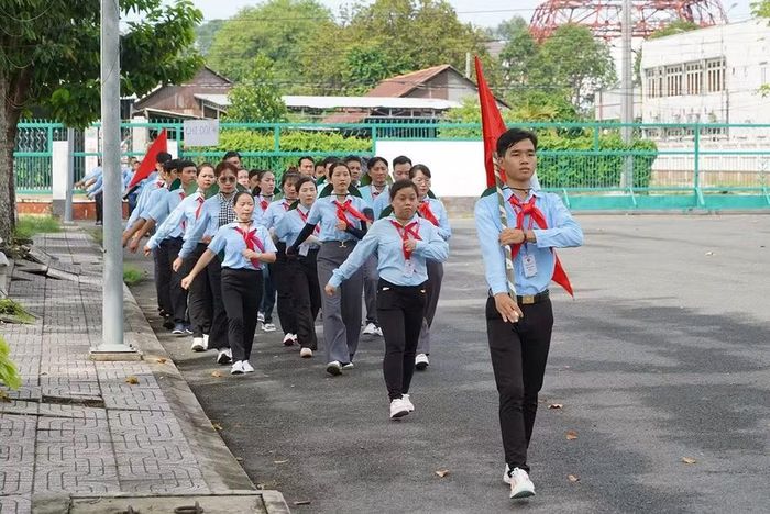 Tập luyện Nghi thức Đội ở các địa phương. (Ảnh: Hội đồng Đội Trung ương cung cấp)