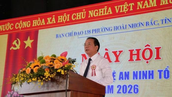 Trưởng Ban Tuyên giáo Trung ương Trịnh Văn Quyết phát biểu chỉ đạo tại ngày hội. (Ảnh: Công an Gia Lai cung cấp)