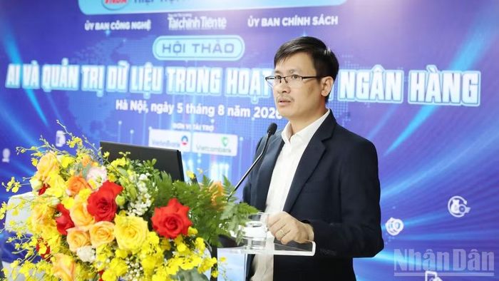 Ông Hoàng Minh Tiến, Phó Cục trưởng Cục Công nghệ thông tin (Ngân hàng Nhà nước) phát biểu.