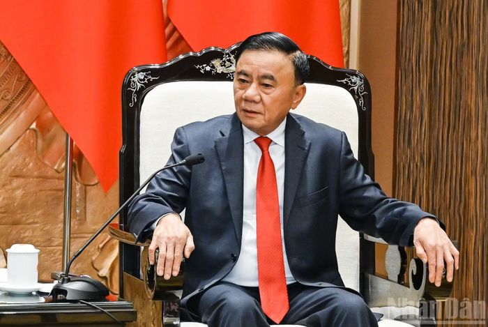 Thường trực Ban Bí thư Trần Cẩm Tú phát biểu tại cuộc tiếp. (Ảnh: DUY LINH)