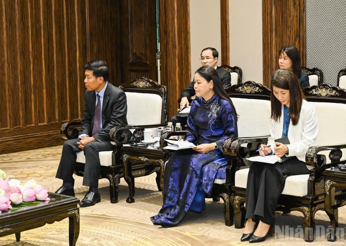 Lãnh đạo Bộ Ngoại giao, Văn phòng Trung ương Đảng dự cuộc tiếp. (Ảnh: DUY LINH)