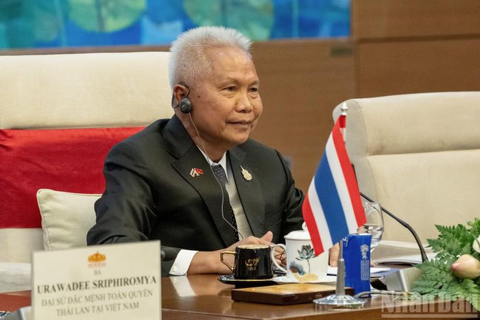 Chủ tịch Quốc hội kiêm Chủ tịch Hạ viện Vương quốc Thái Lan Sophon Zaram phát biểu tại hội đàm.