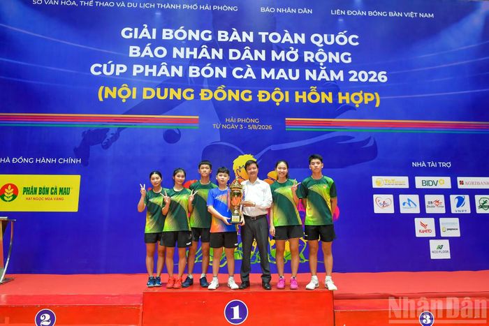Quân đội 1 lên ngôi vô địch Giải bóng bàn toàn quốc Báo Nhân Dân mở rộng năm 2026 Cúp Phân bón Cà Mau.