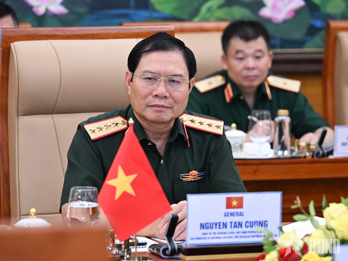 Đại tướng Nguyễn Tân Cương tại cuộc hội kiến. Ảnh: TRỌNG HẢI