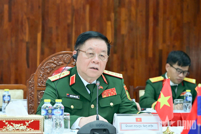 Đại tướng Nguyễn Trọng Nghĩa phát biểu tại hội đàm.