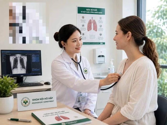 Bác sĩ khoa Nội hô hấp thăm khám cho người dân - Ảnh BVCC