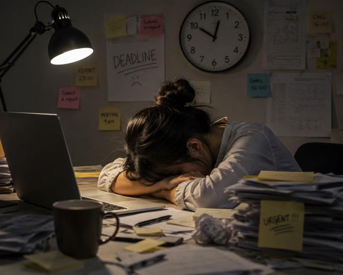 Làm việc đến kiệt sức từng là cách nhiều người chọn để đến gần hơn với thành công. Ảnh minh họa bằng AI.