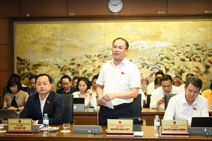 Đại biểu Nguyễn Ngọc Việt phát biểu tại tổ. Ảnh: Như Ý