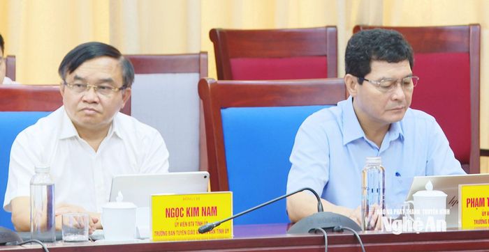 Các đại biểu tham dự hội nghị tại điểm cầu Nghệ An. Ảnh: Hoàng Hiếu