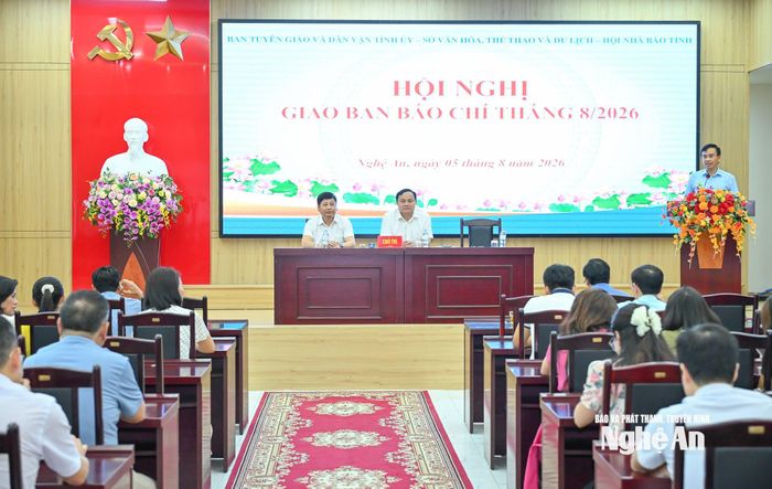 Toàn cảnh hội nghị giao ban báo chí định kỳ tháng 8. Ảnh: Thành Cường