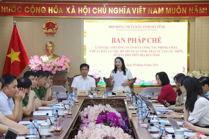 Trưởng ban Pháp chế HĐND tỉnh Nguyễn Thị Nhuần và Phó Trưởng ban Pháp chế HĐND tỉnh Phạm Nghĩa chủ trì buổi làm việc.