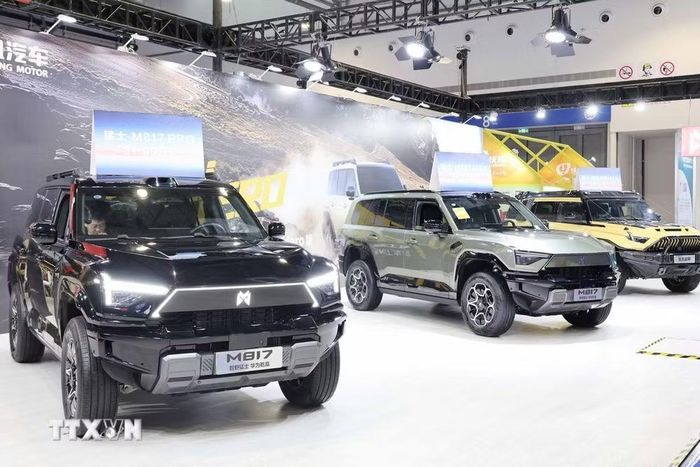 Ôtô năng lượng mới của hãng Dongfeng (Trung Quốc). (Ảnh: Công Tuyên/TTXVN)
