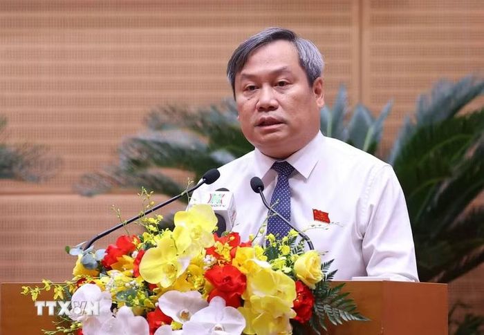 Chủ tịch UBND thành phố Hà Nội Vũ Đại Thắng phát biểu. (Ảnh: Văn Điệp/TTXVN)