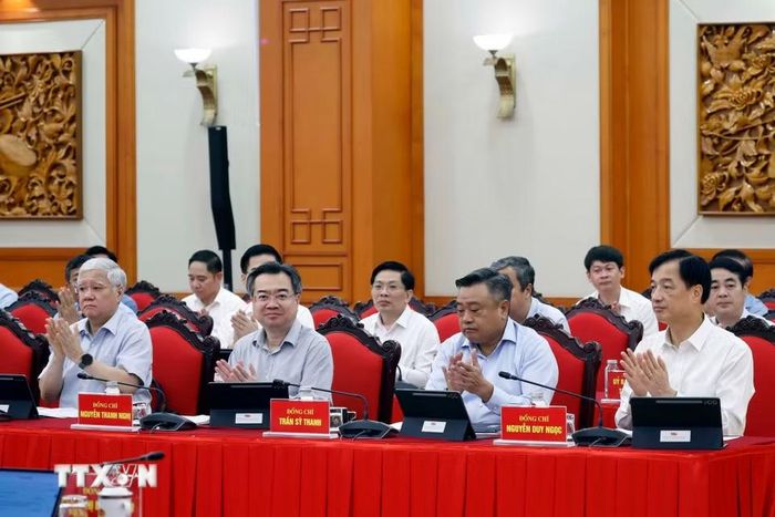 Các đại biểu tham dự Phiên họp thứ nhất Ban Chỉ đạo Trung ương về tổng kết thực tiễn và nghiên cứu sửa đổi, bổ sung Điều lệ Đảng. (Ảnh: Thống Nhất/TTXVN)