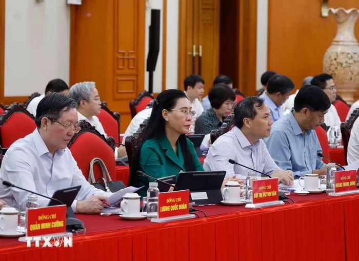 Các đại biểu tham dự Phiên họp thứ nhất Ban Chỉ đạo Trung ương về tổng kết thực tiễn và nghiên cứu sửa đổi, bổ sung Điều lệ Đảng. (Ảnh: Thống Nhất/TTXVN)