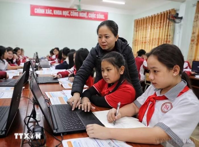 Một lớp tin học tại Trường Trung học Cơ sở Ngô Sỹ Liên, một cơ sở giáo dục trọng điểm của tỉnh Bắc Ninh. (Ảnh: Danh Lam/TTXVN)