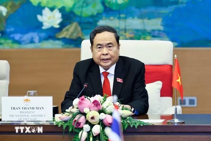 Chủ tịch Quốc hội Trần Thanh Mẫn phát biểu. (Ảnh: Doãn Tấn/TTXVN)