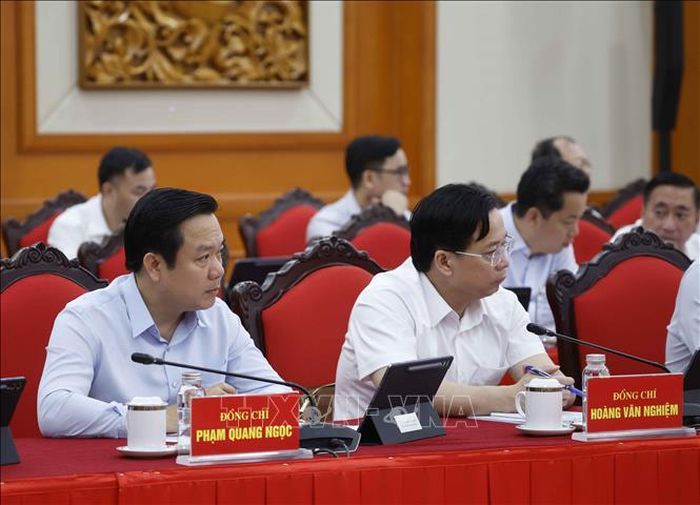 Các đại biểu tham dự Phiên họp thứ nhất Ban Chỉ đạo Trung ương về tổng kết thực tiễn và nghiên cứu sửa đổi, bổ sung Điều lệ Đảng. Ảnh: Thống Nhất/TTXVN.
