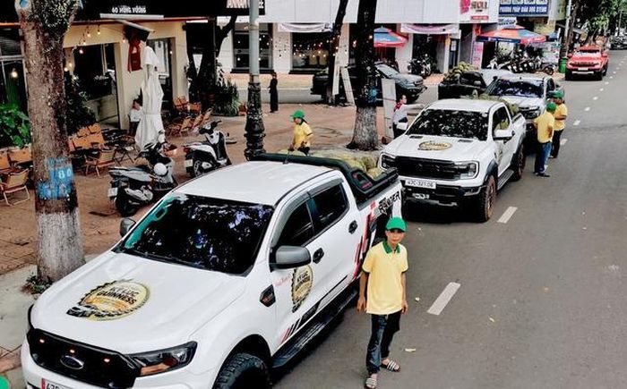 Đoàn 500 xe bán tải chở sầu riêng từ xã Krông Pắc về trung tâm Buôn Ma Thuộc kỳ vọng xác lập kỷ lục Guinness. Ảnh: Hiệp hội Sầu riêng tỉnh Đắk Lắk cung cấp